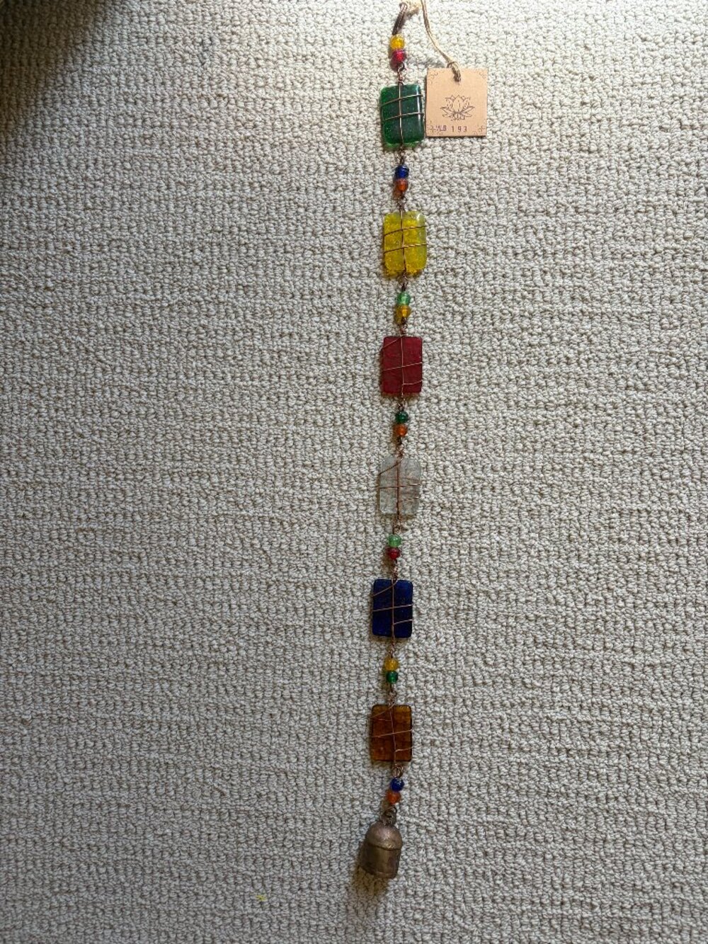 NWT Wind chimes Glass squares, melodic NANA Bell 26"